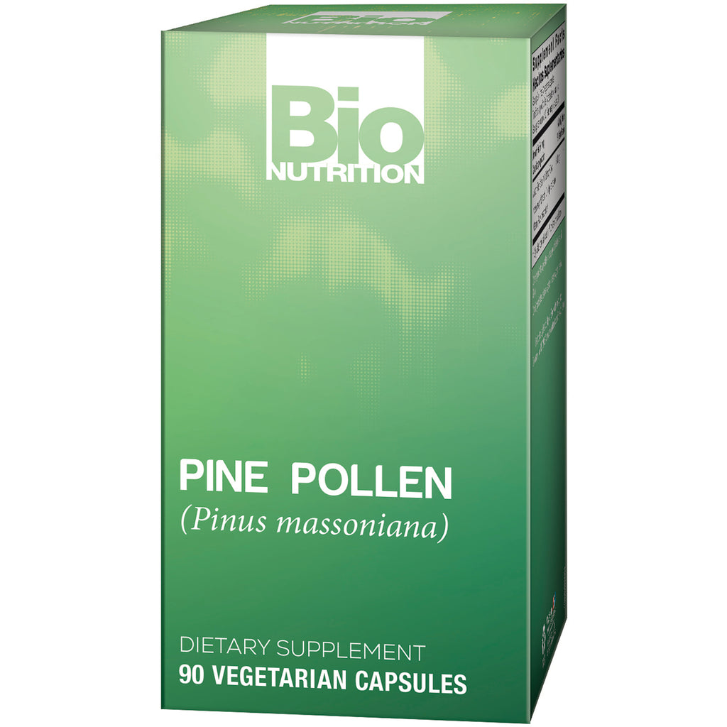 BNN066 | Bio Nutrition green box labeled PINE POLLEN (Pinus massoniana) dietary supplement, 90 vegetarian capsules - Thumbnail