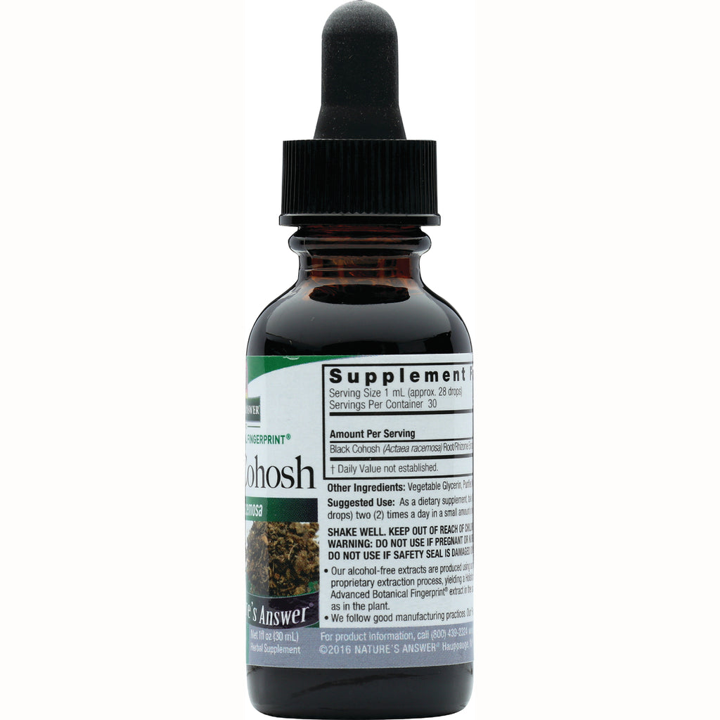NAT010 | back of brown glass dropper bottle showing supplement facts panel, ingredients, and usage directions - Thumbnail