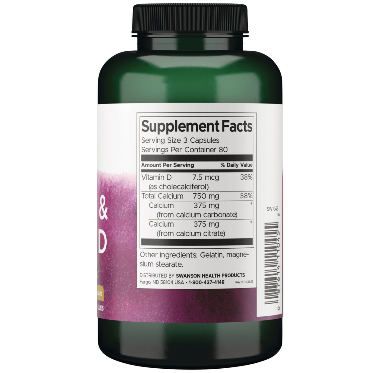 SW1045 | Back label with Supplement Facts