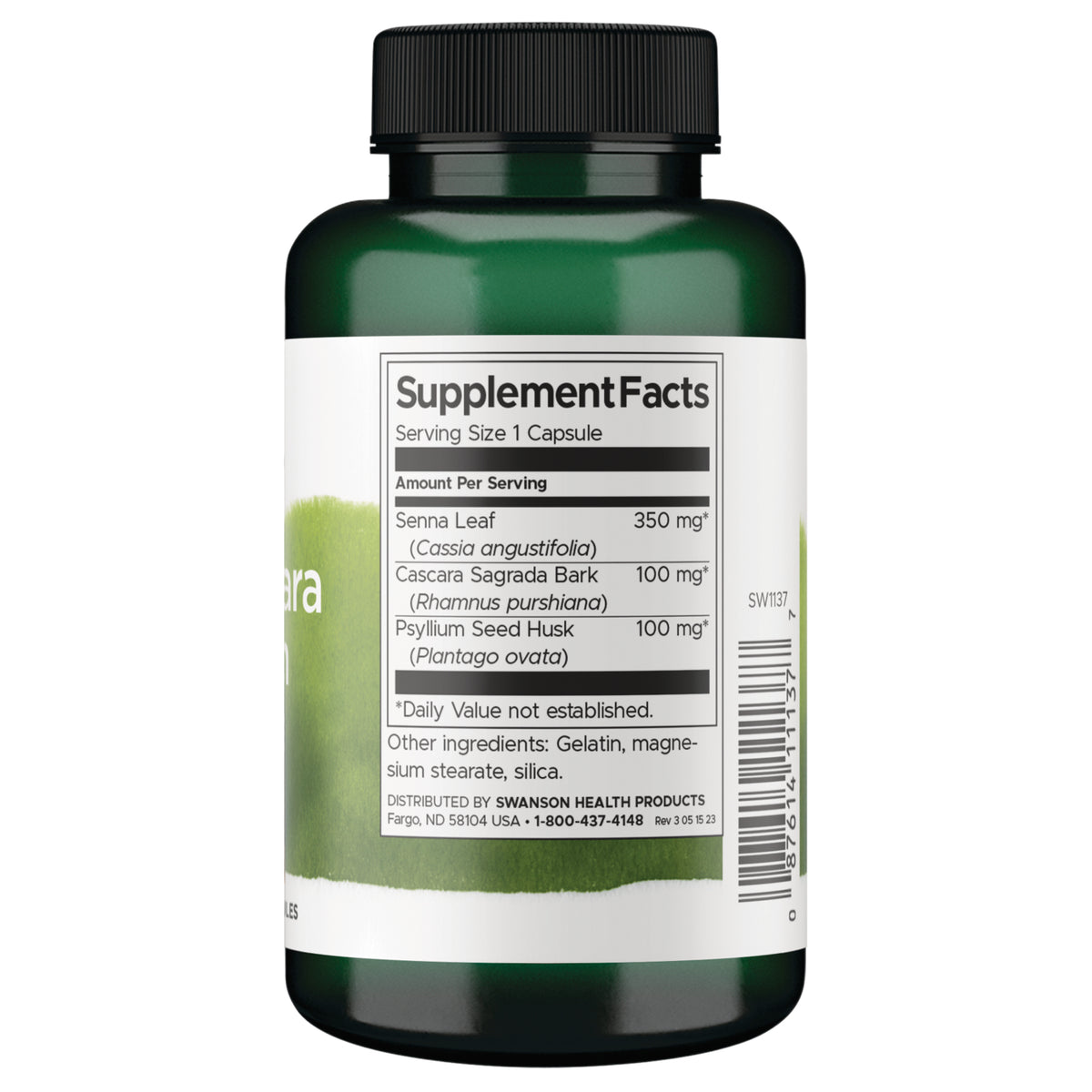 SW1137 | Back label with supplement facts and serving information