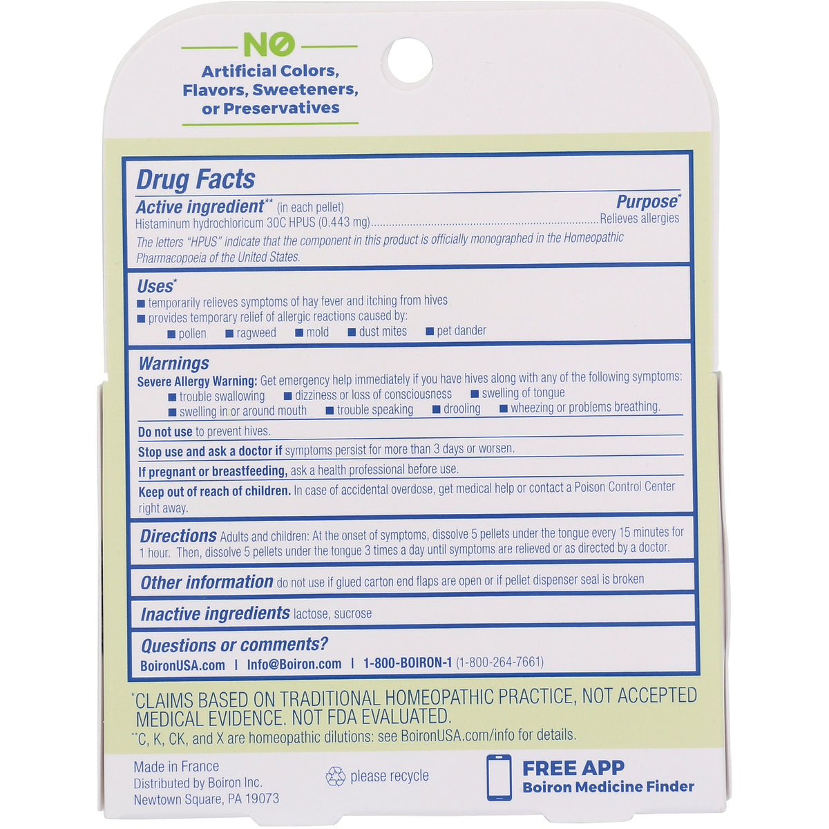 BRN100 | Back of box showing Drug Facts panel with warnings, directions, inactive ingredients and contact information