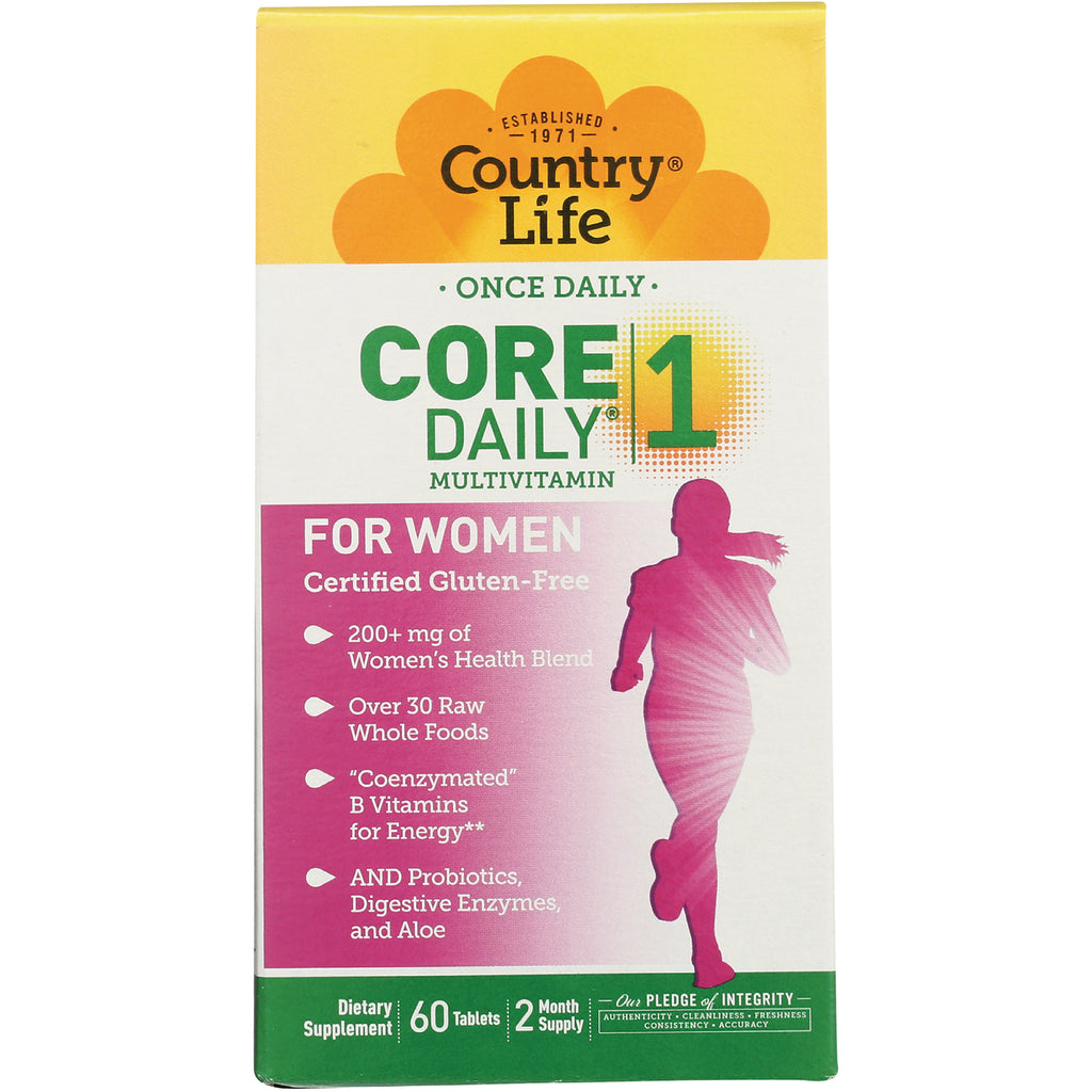 CRL528 | Country Life Core Daily 1 multivitamin for women box labeled Certified Gluten-Free 60 tablets - Thumbnail