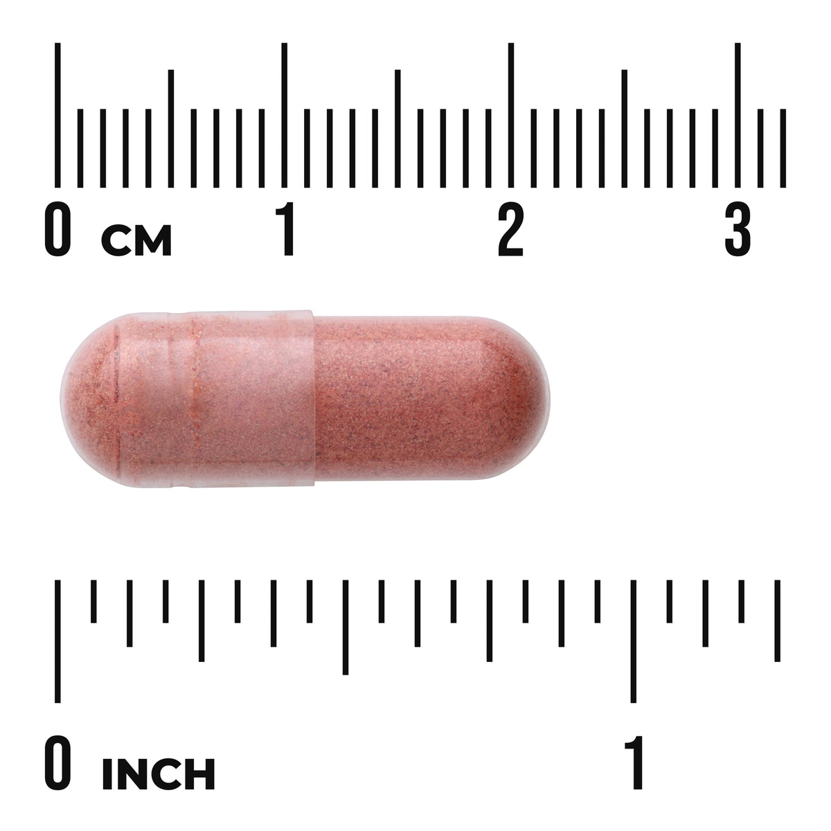 SWU991 | Pink capsule with size scale 03 cm (CM) and 01 inch (INCH)