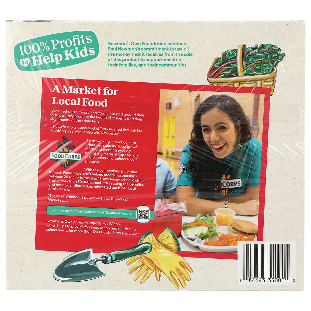 NWM024 | Back of package showing A Market for Local Food panel, smiling woman photo, FoodCorps logo and barcode - Thumbnail