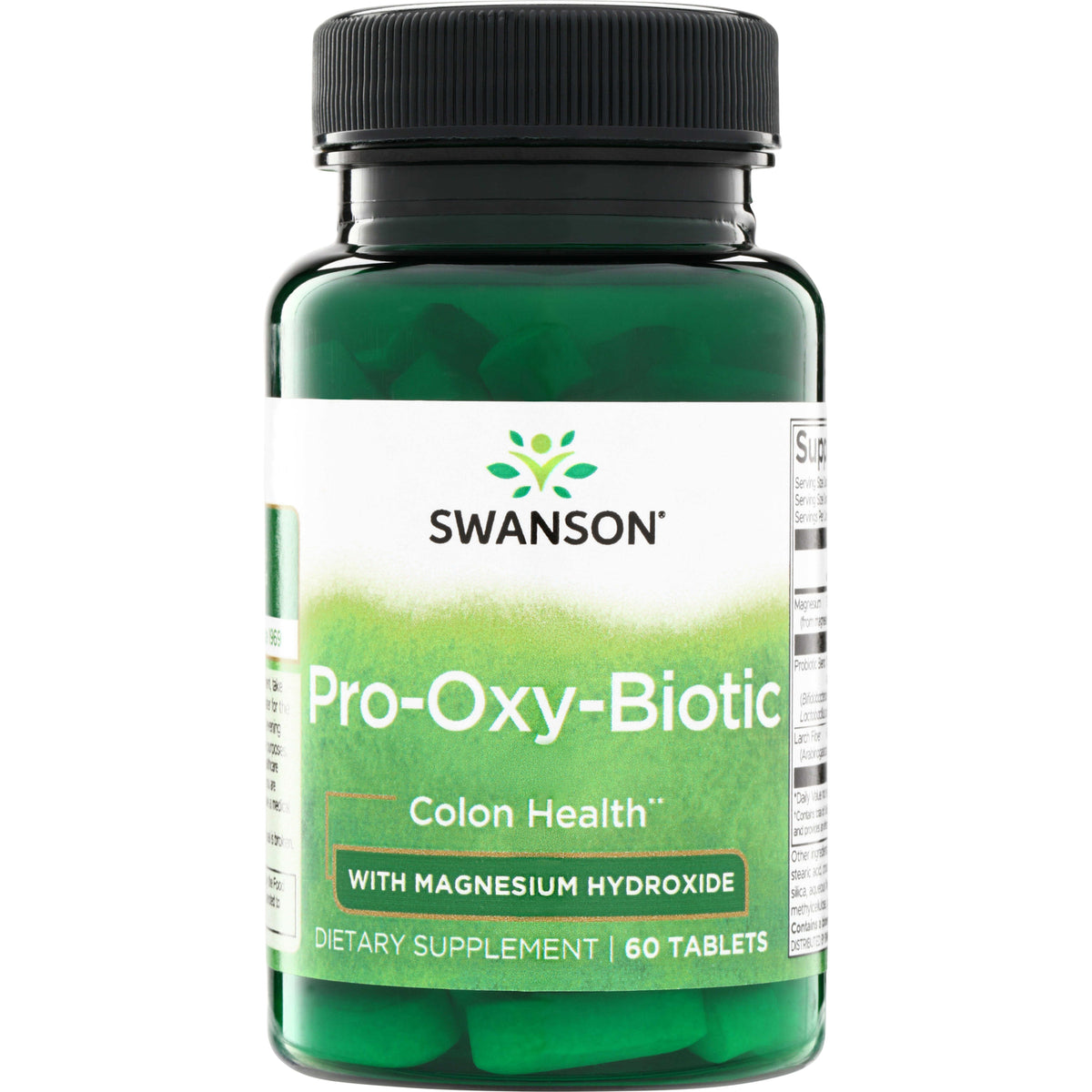SWU768 | Swanson Pro-Oxy-Biotic Colon Health with Magnesium Hydroxide, 60 tablets dietary supplement bottle