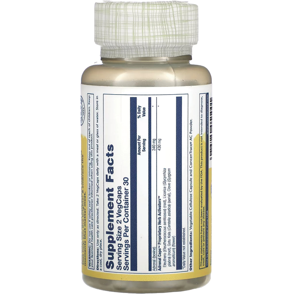 SLR189 | bottle back label showing Supplement Facts panel and dosing and ingredient columns - Thumbnail