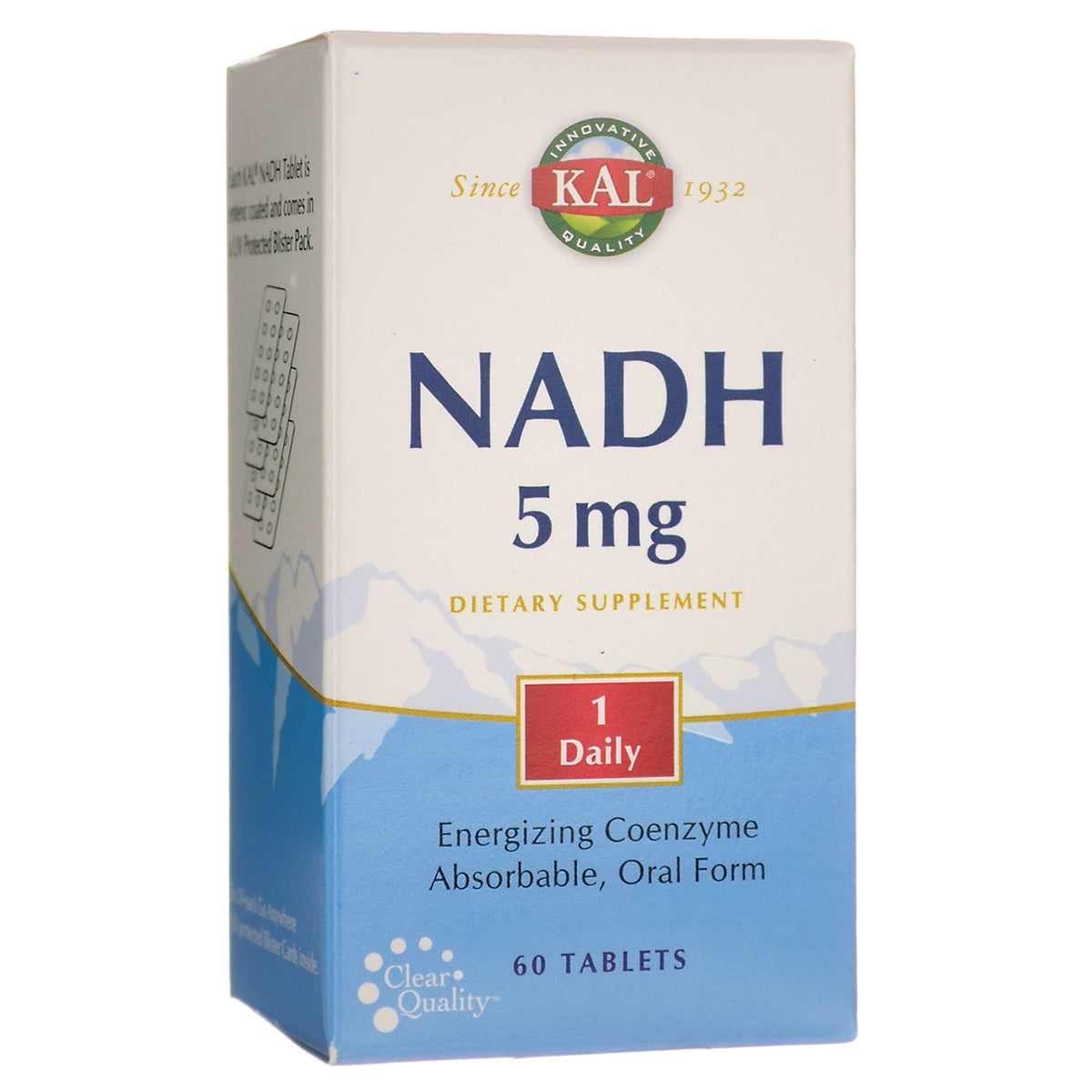 KL473 | KAL NADH 5 mg dietary supplement box showing 1 Daily and 60 tablets