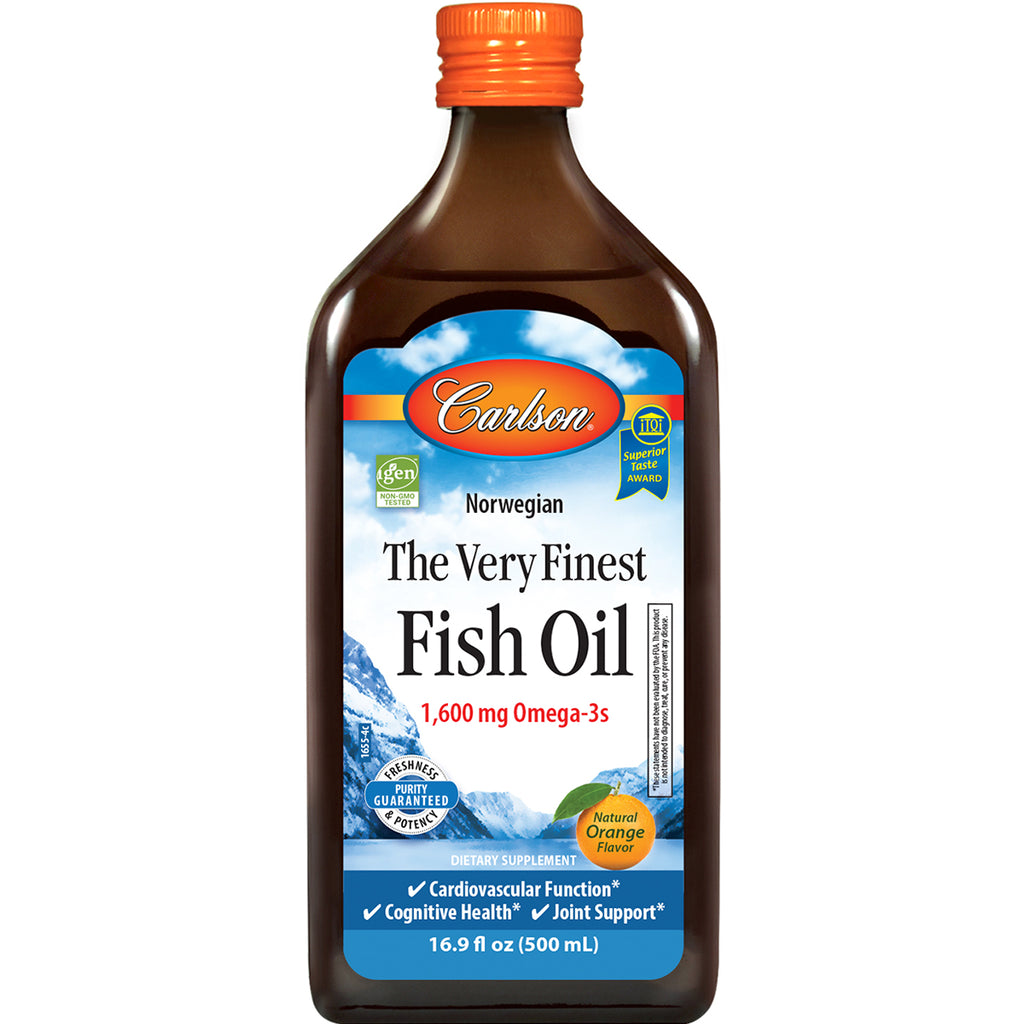 CSN007 | Carlson The Very Finest Fish Oil bottle, 1,600 mg Omega-3s, natural orange flavor, 16.9 fl oz - Thumbnail