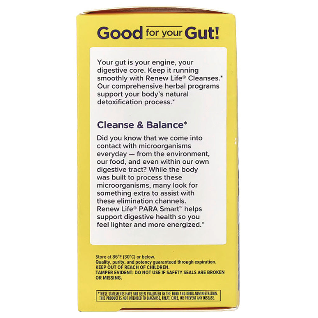 RNL035 | yellow product side panel reading Good for your Gut! with text about Cleanse & Balance and digestive support - Thumbnail