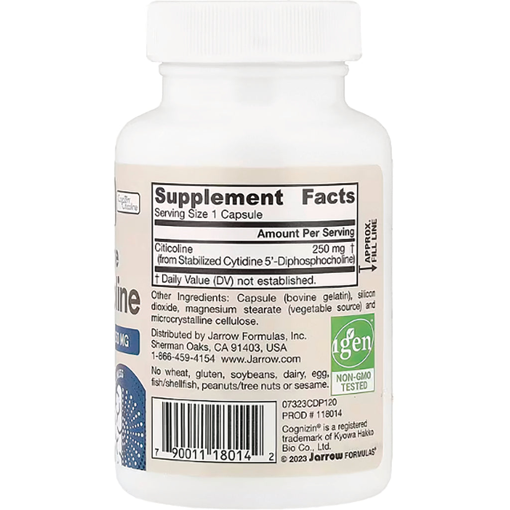 JR318 | back of white supplement bottle showing Supplement Facts panel, ingredients, barcode, and non-GMO seal - Thumbnail