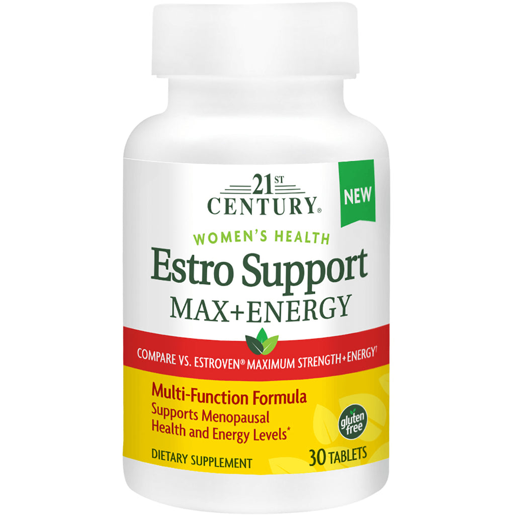 CNT275 | 21st Century Estro Support Max+Energy women's health supplement bottle, 30 tablets, gluten free - Thumbnail