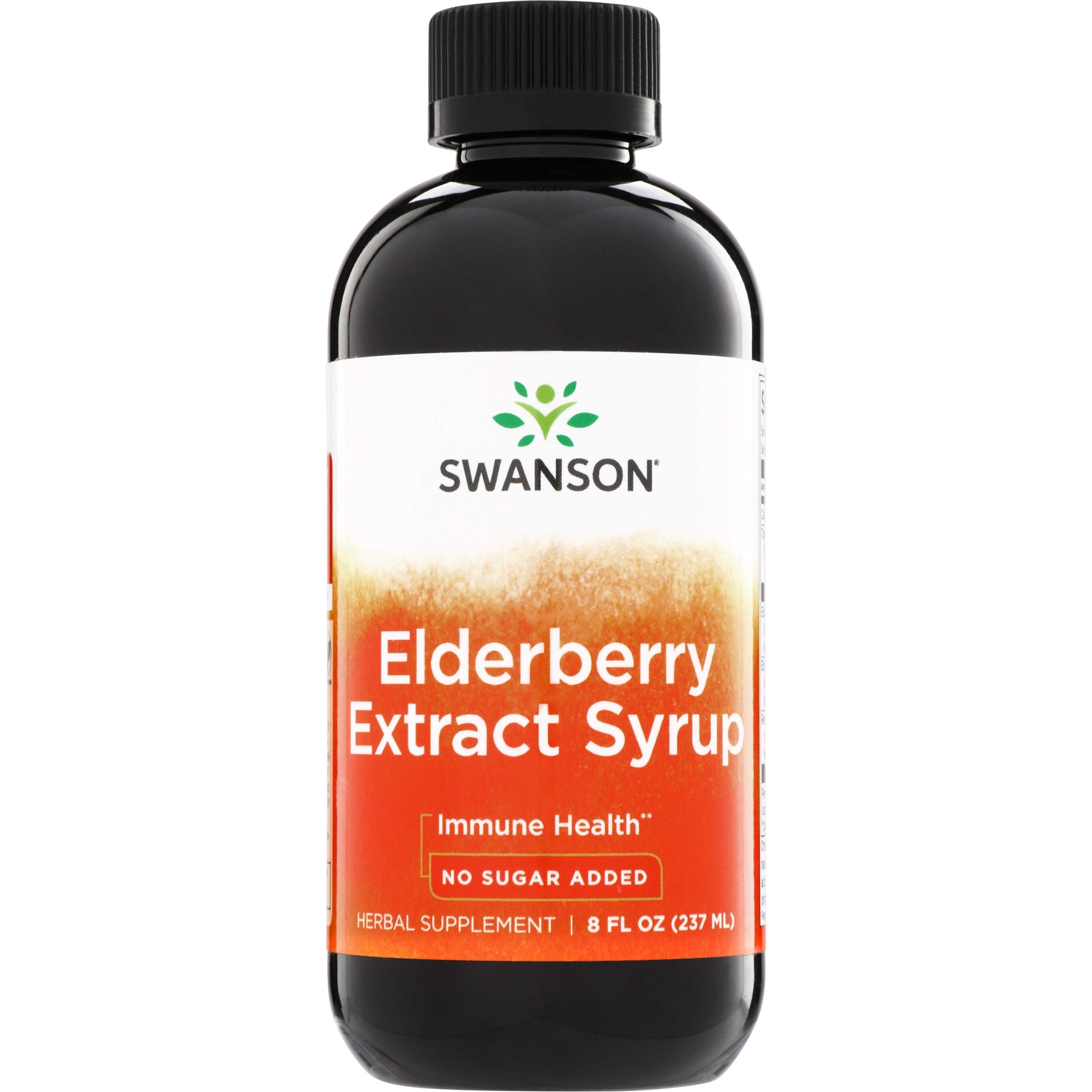 SWU696 | Swanson Elderberry Extract Syrup bottle, 8 fl oz (237 ml), No Sugar Added, Immune Health label