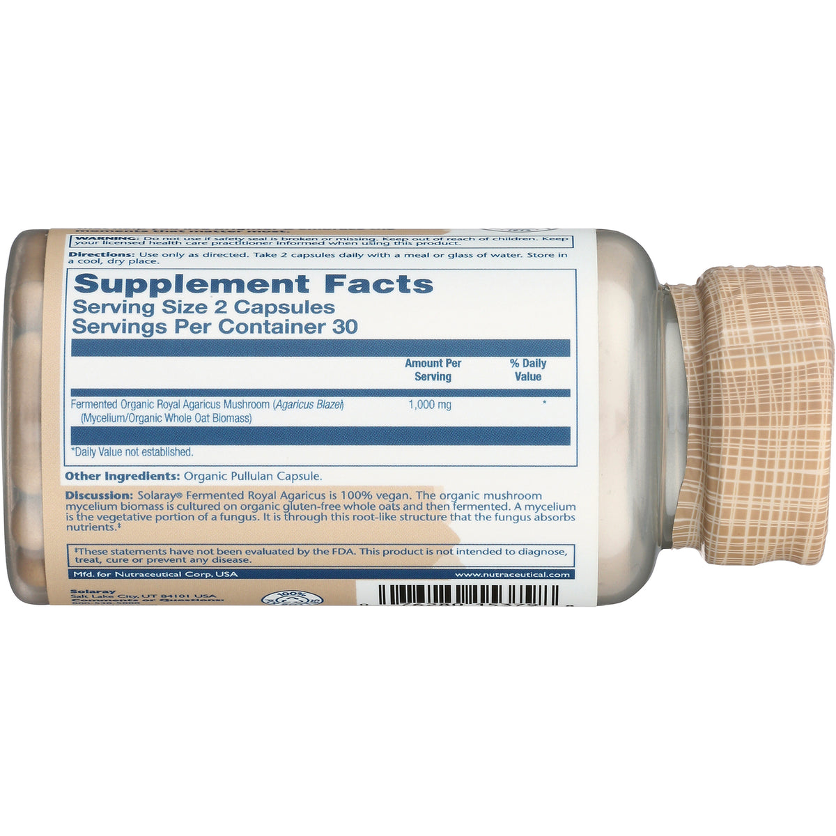 SLR465 | Back label with Supplement Facts, serving size 2 capsules, 30 servings per container