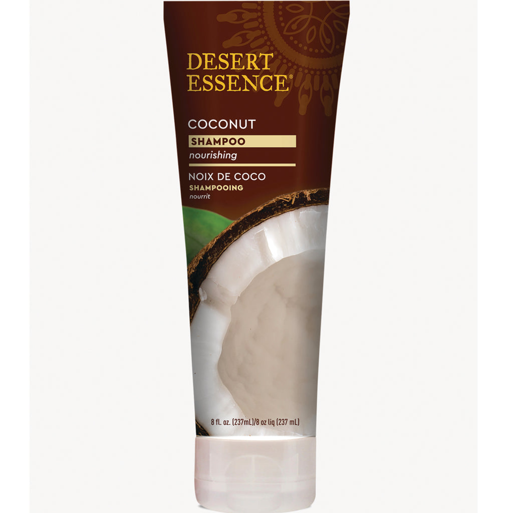 DST047 | Desert Essence coconut shampoo tube front showing brand name, coconut image and 8 fl oz (237 mL) size - Thumbnail