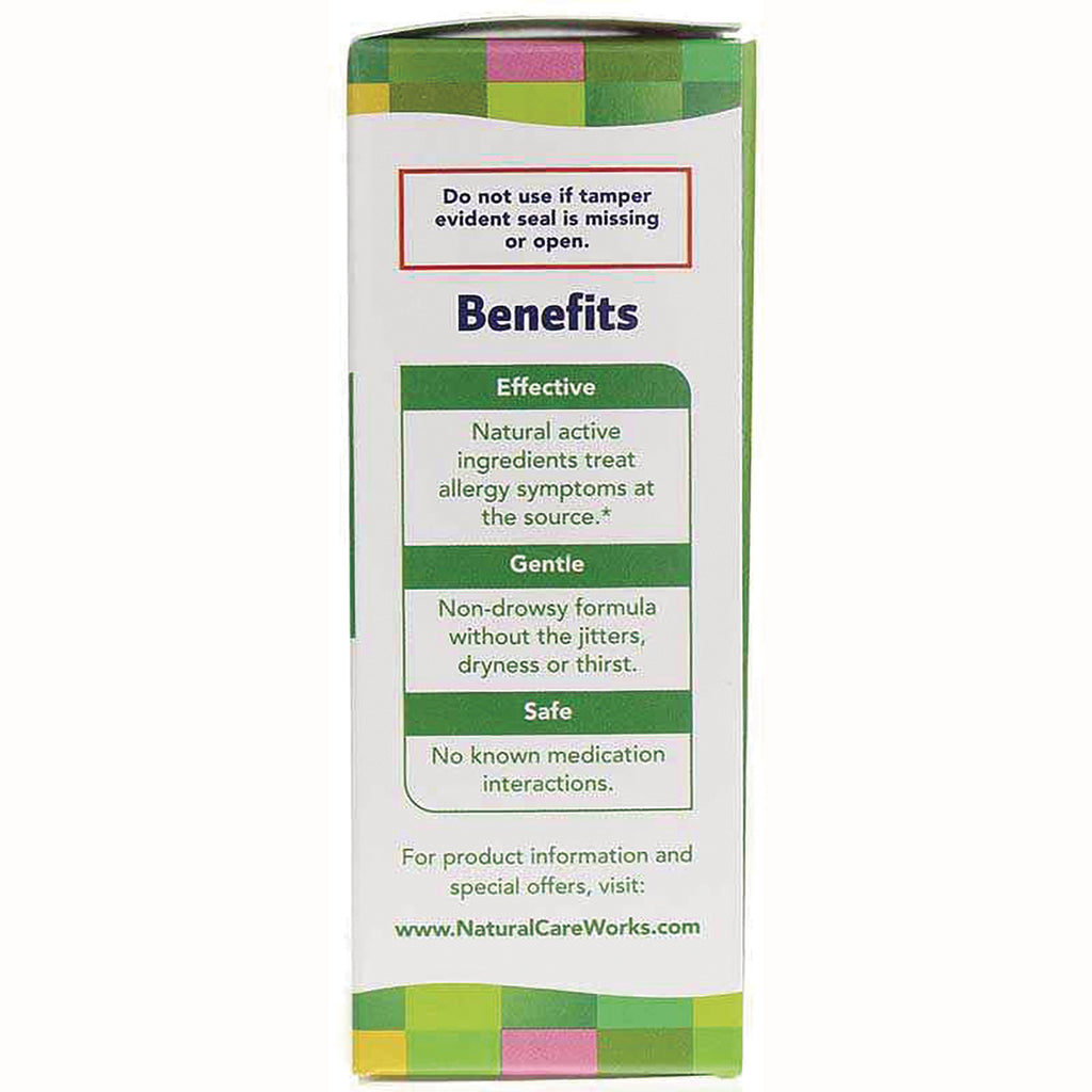 NTB041 | product infographic panel listing BenefitsEffective: natural active ingredients; Gentle: non-drowsy; Safe: no known medication interactions - Thumbnail