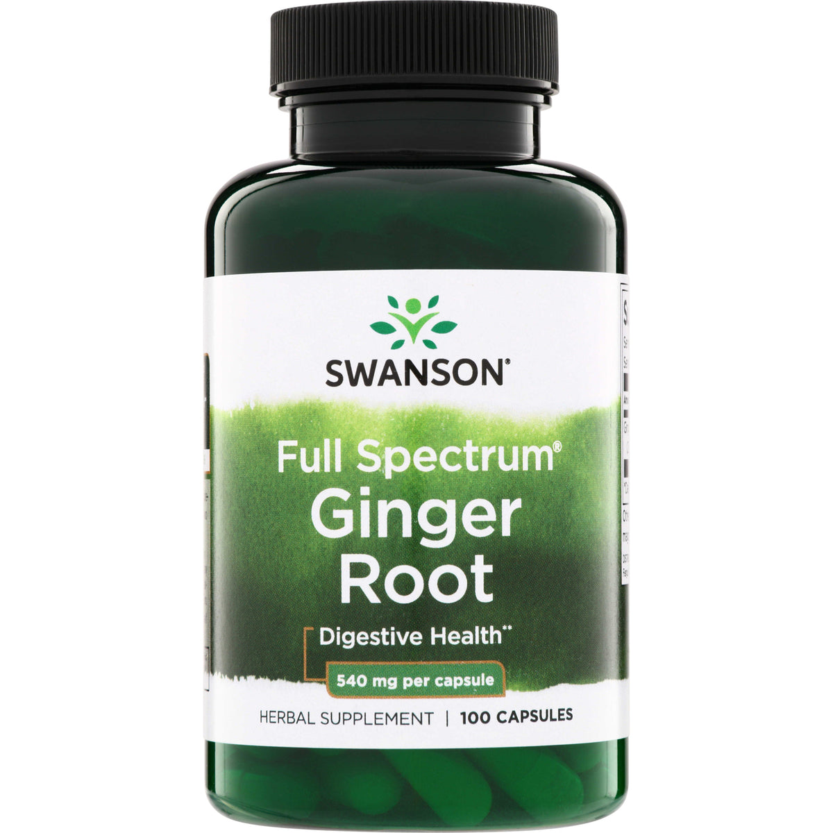 SW535 | Swanson Full Spectrum Ginger Root, Digestive Health, 540 mg per capsule, 100 capsules