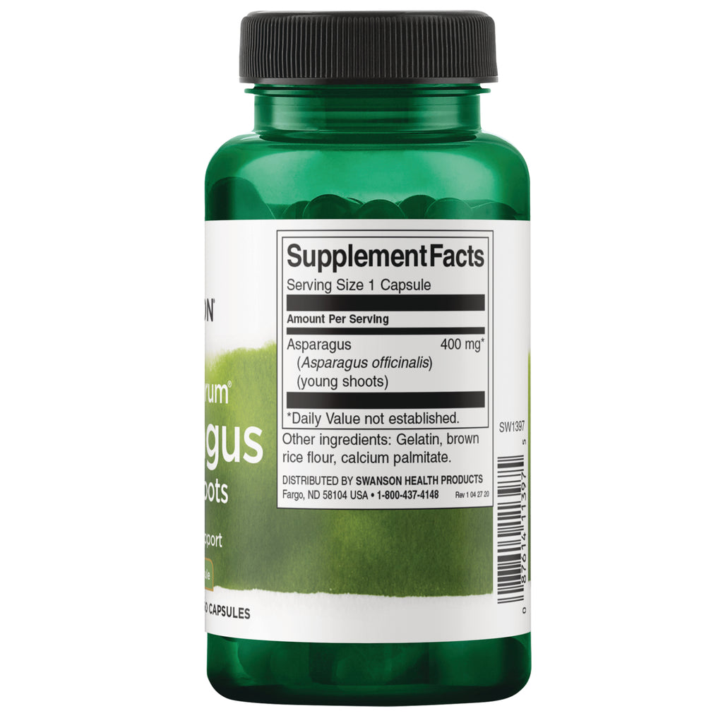 SW1397 | Back label with Supplement Facts: Asparagus 400 mg per capsule; other ingredients listed - Thumbnail