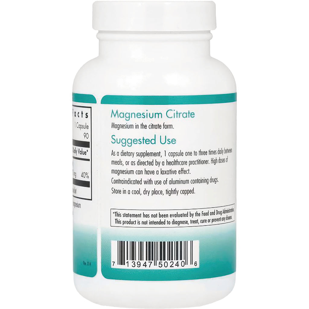 NCL019 | Back label of magnesium citrate supplement bottle showing suggested use instructions and barcode - Thumbnail