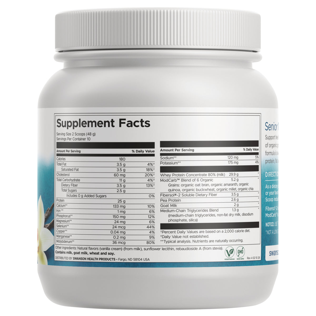 SWU1016 | Back label with ingredients and serving information