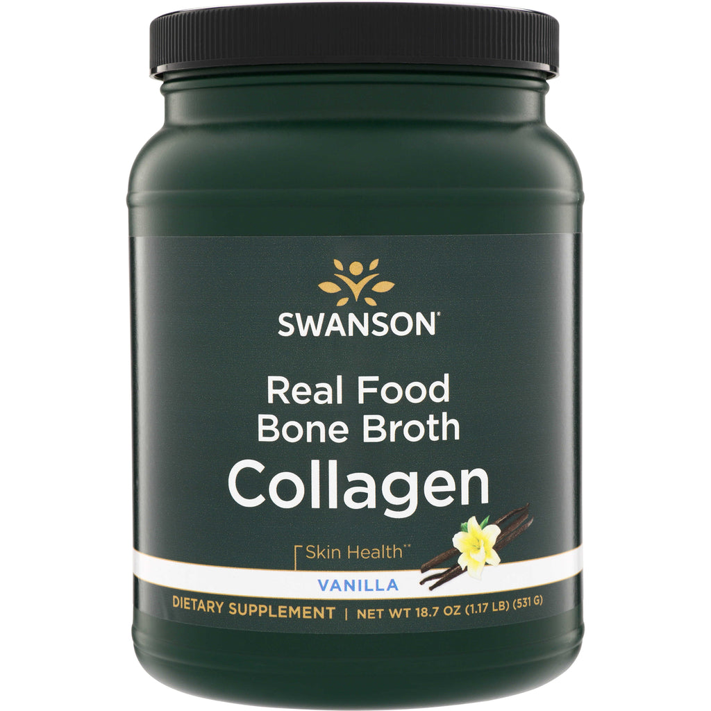 SWU1066 | Swanson Real Food Bone Broth Collagen powder, Vanilla flavor, 18.7 oz jar - Thumbnail