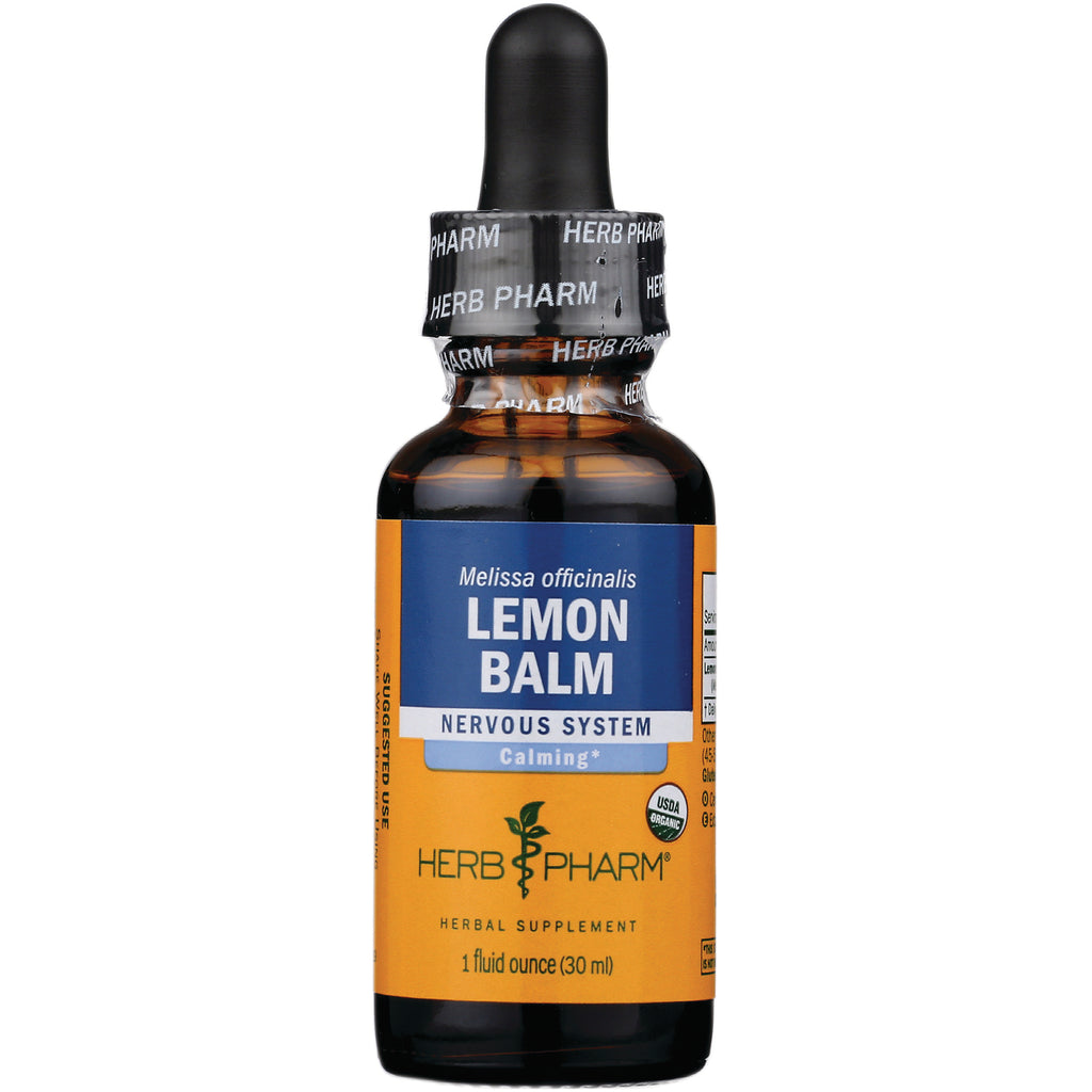 HPH058 | Herb Pharm Lemon Balm dropper bottle herbal supplement, 1 fluid ounce, for nervous system calming - Thumbnail
