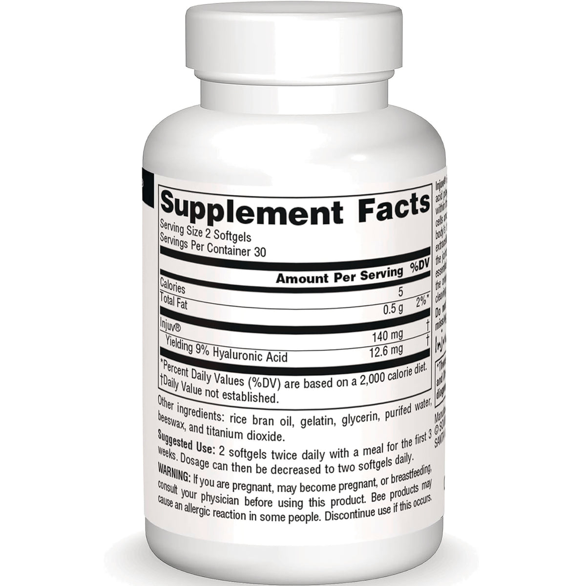 SN344 | Back label with Supplement Facts, serving size 2 softgels, and ingredients