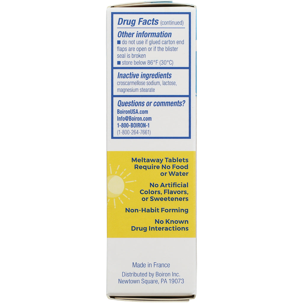 BRN125 | back panel showing Drug Facts continued, inactive ingredients, contact info, and yellow panel stating Meltaway Tablets Require No Food or Water - Thumbnail