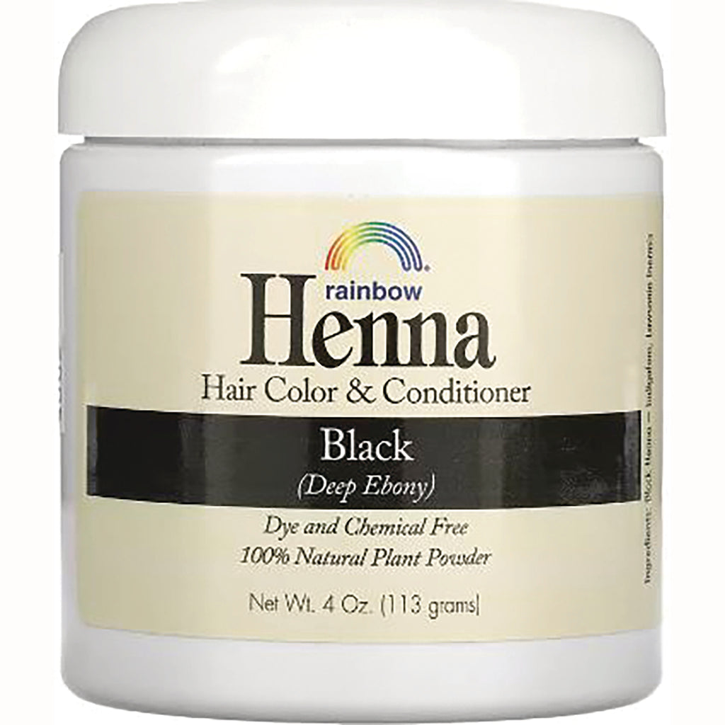 RBR027 | Rainbow Henna hair color & conditioner jar, Black (Deep Ebony), dye and chemical free 4 oz plant powder - Thumbnail