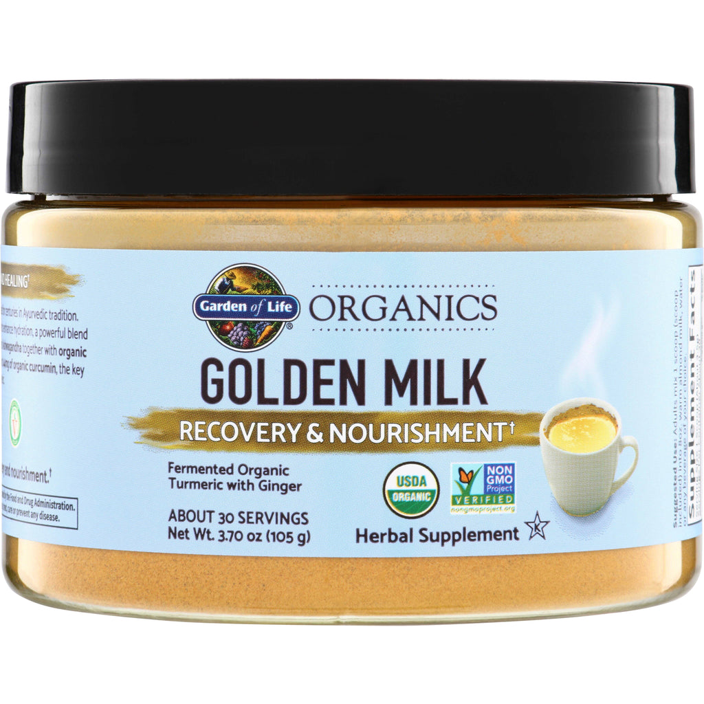 GLF258 | Garden of Life Organics Golden Milk Recovery & Nourishment herbal supplement jar, 3.70 oz - Thumbnail