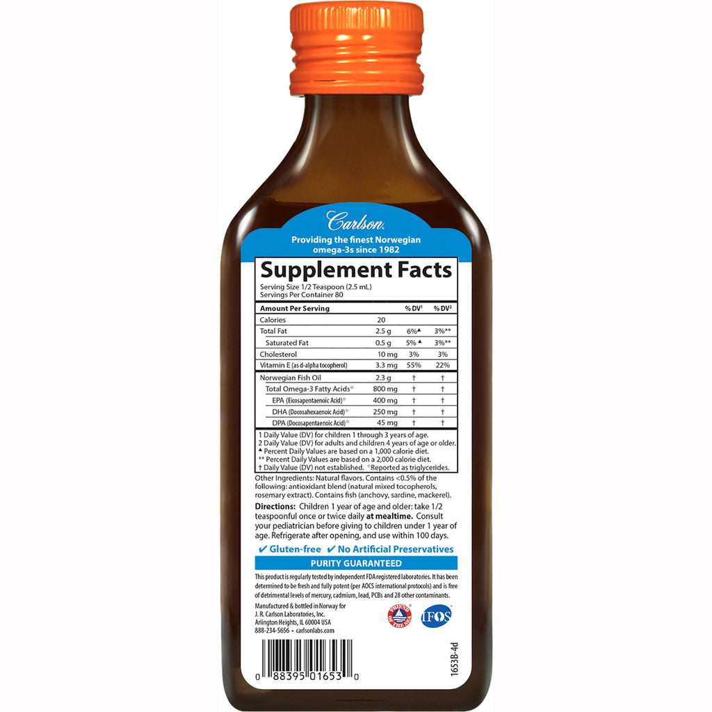 CSN033 | back of brown bottle showing Supplement Facts label with ingredients, directions and barcode - Thumbnail