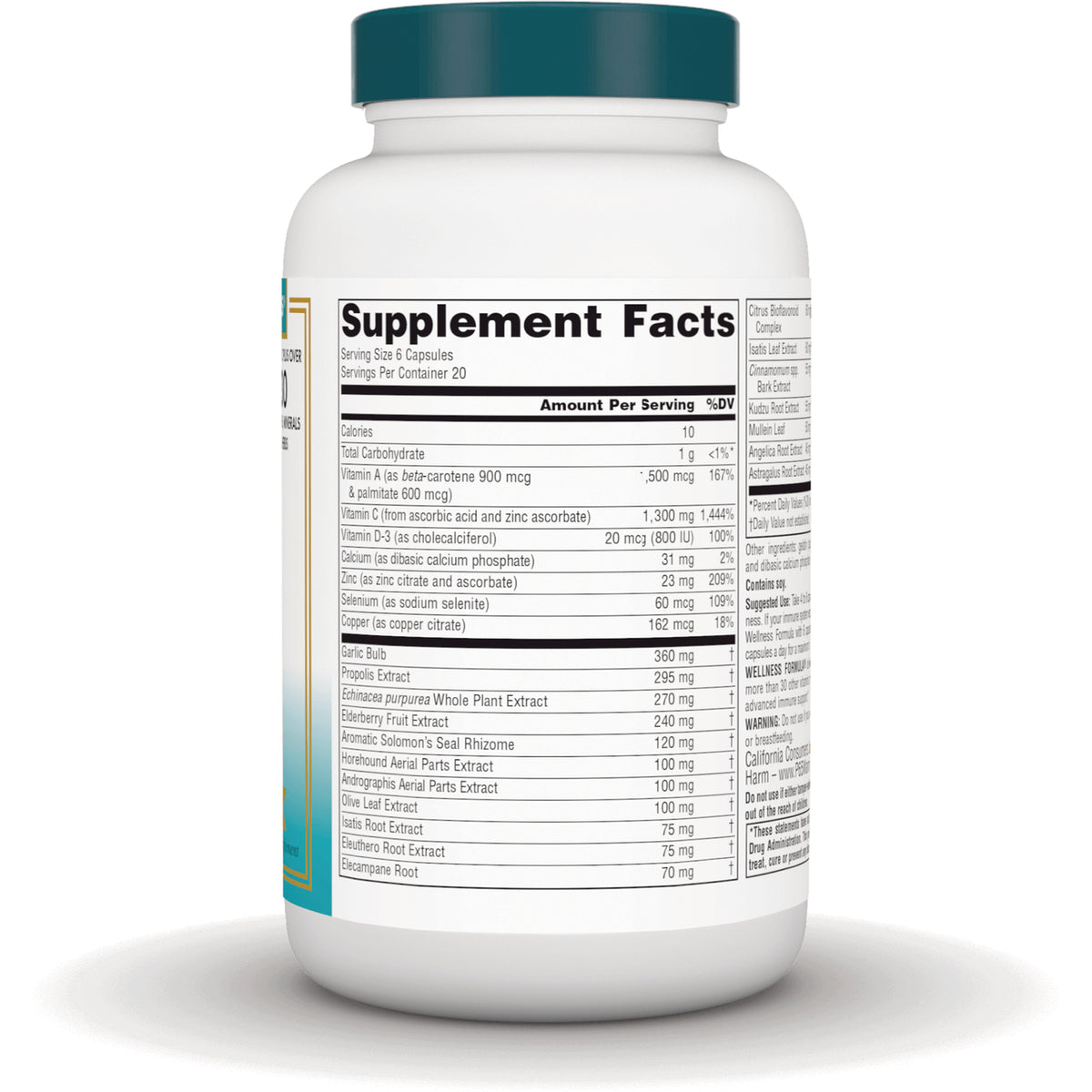 SN146 | Back label showing Supplement Facts panel and ingredients