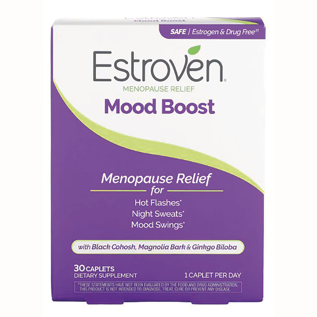 AFB005 | Estroven Mood Boost menopause relief box, 30 caplets, lists Black Cohosh, Magnolia Bark & Ginkgo Biloba - Thumbnail
