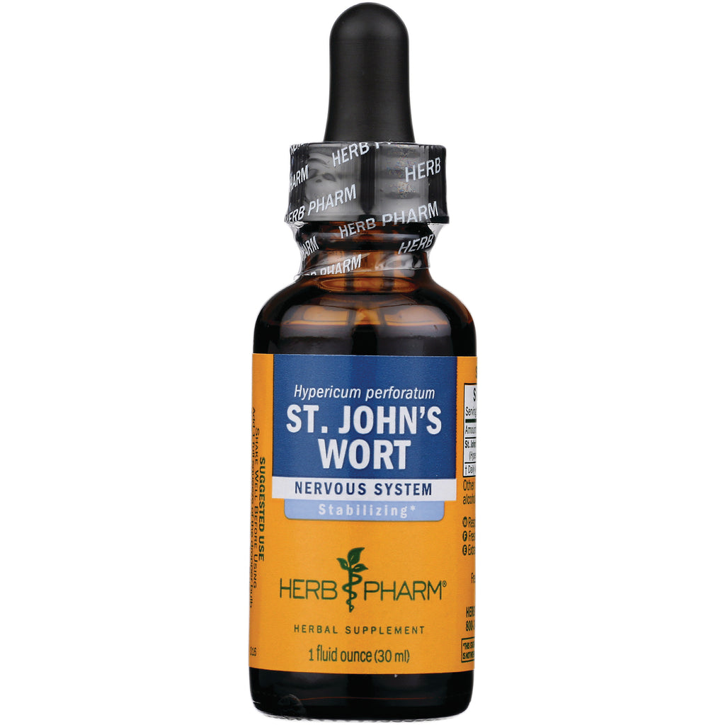 HPH031 | Amber dropper bottle labeled ST. JOHN'S WORT herbal supplement HERB PHARM 1 fluid ounce - Thumbnail