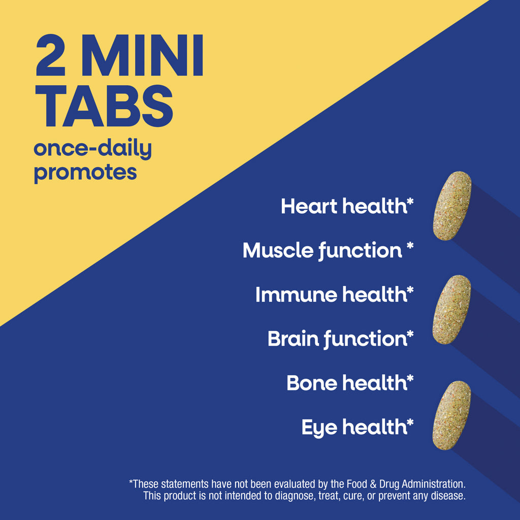 NW1076 | Infographic showing 2 mini tabs once daily promotes heart, muscle, immune, brain, bone and eye health - Thumbnail