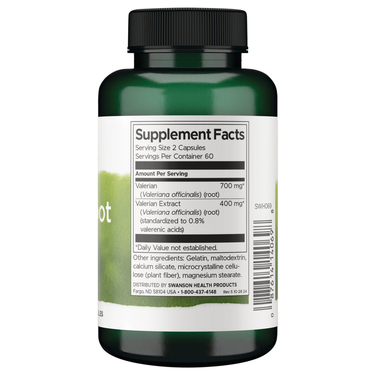 SWH069 | Back label with supplement facts and serving information