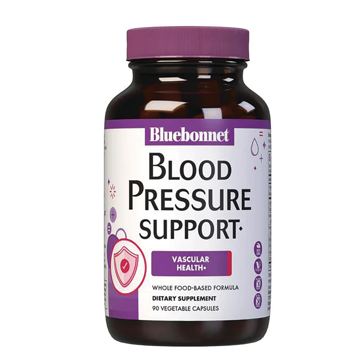 BLU151 | Bluebonnet Blood Pressure Support bottle front label, vascular health dietary supplement 90 vegetable capsules