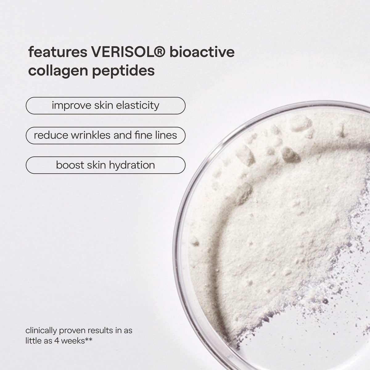 KTO002 | Features VERISOL bioactive collagen peptides to improve skin elasticity, reduce wrinkles, and boost hydration