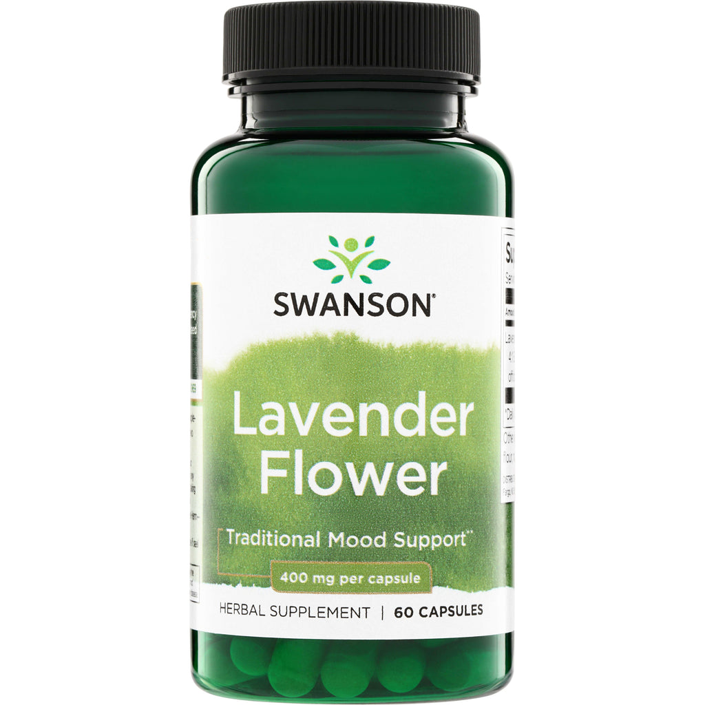 SW1275 | Swanson Lavender Flower, Traditional Mood Support, 400 mg per capsule, 60 capsules bottle - Thumbnail