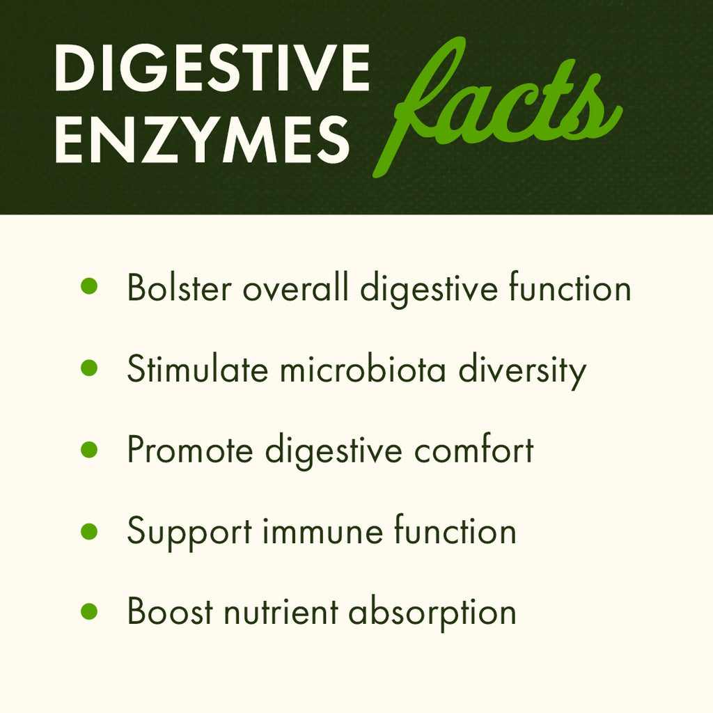 SWC110 | Digestive Enzymes facts: Bolster digestive function, microbiota diversity, comfort, immune function, nutrient absorption - Thumbnail