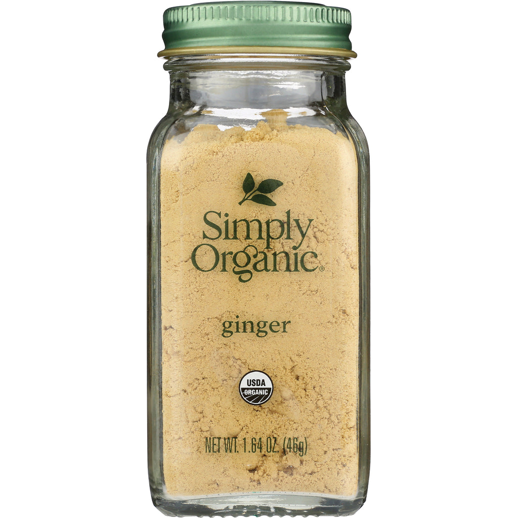 SMP010 | Glass jar labeled Simply Organic ginger powder with green lid and USDA Organic seal - Thumbnail