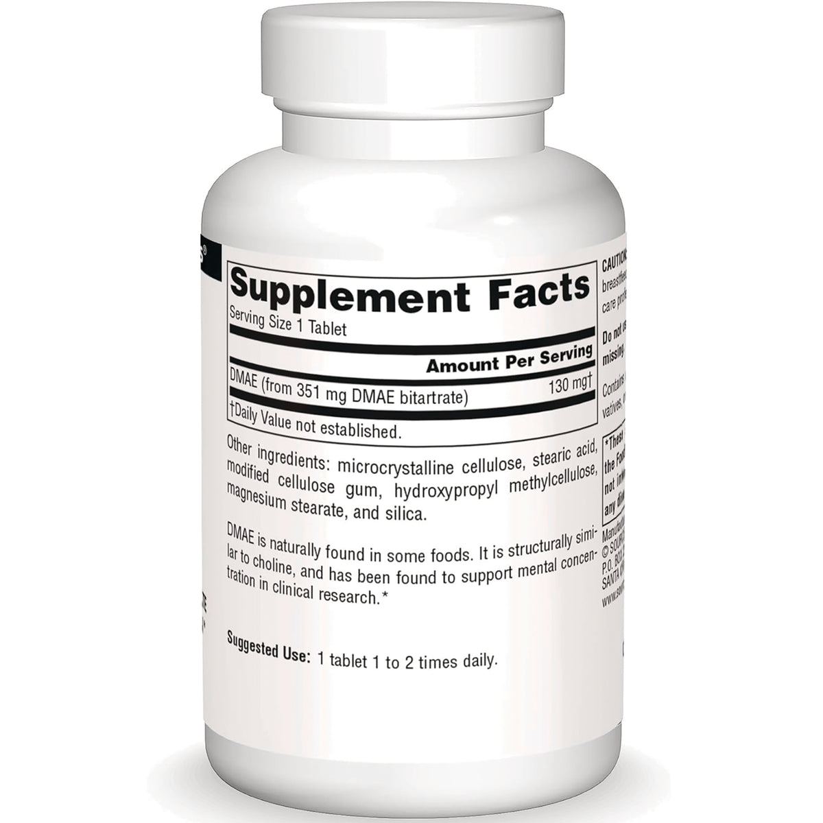 SN380 | Supplement Facts panel and suggested use on supplement bottle label