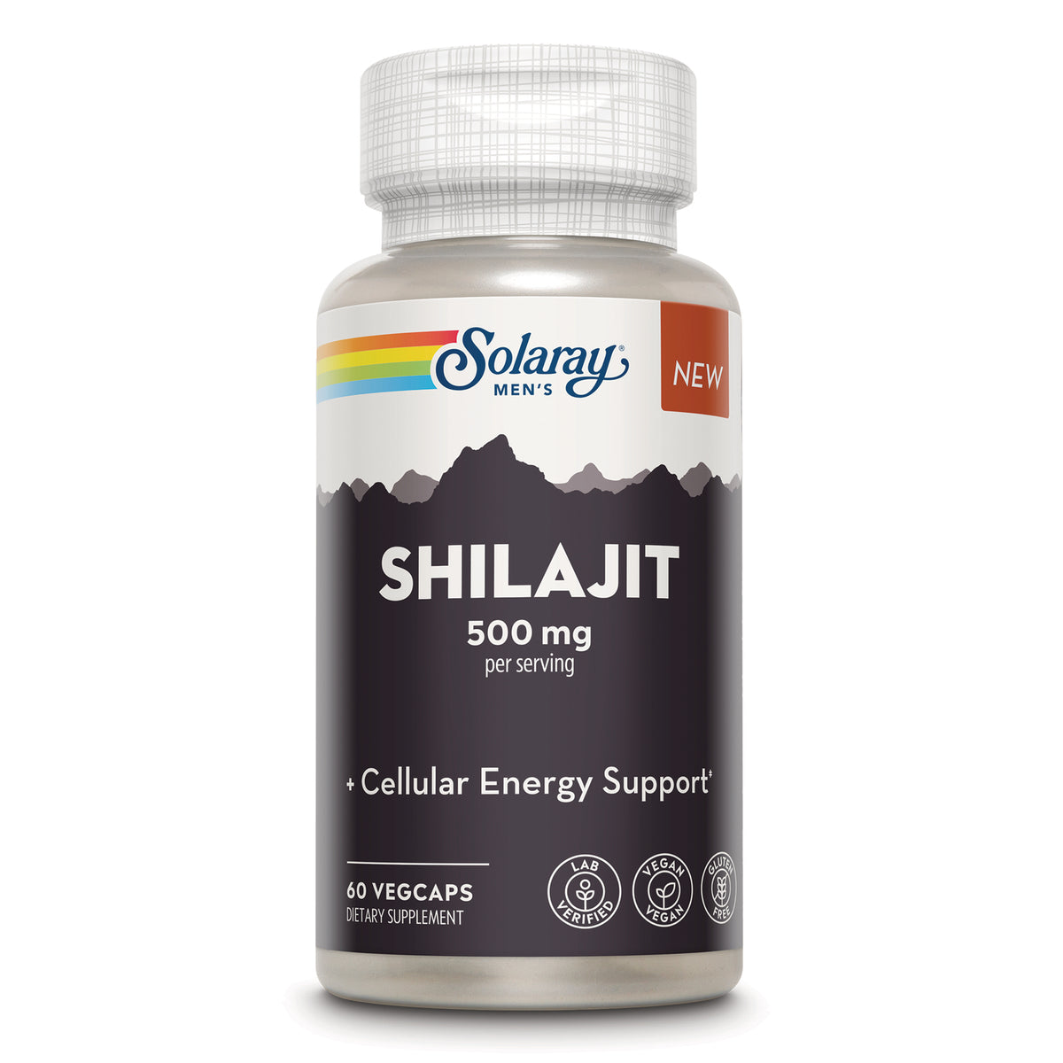 SLR534 | Solaray Mens Shilajit 500 mg per serving, Cellular Energy Support, 60 vegcaps