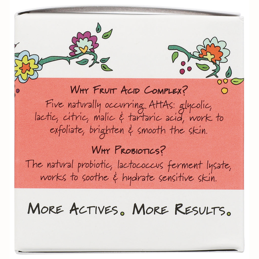 HIP013 | Product infographic explaining fruit acid complex and probiotics on white and coral box with floral accents - Thumbnail