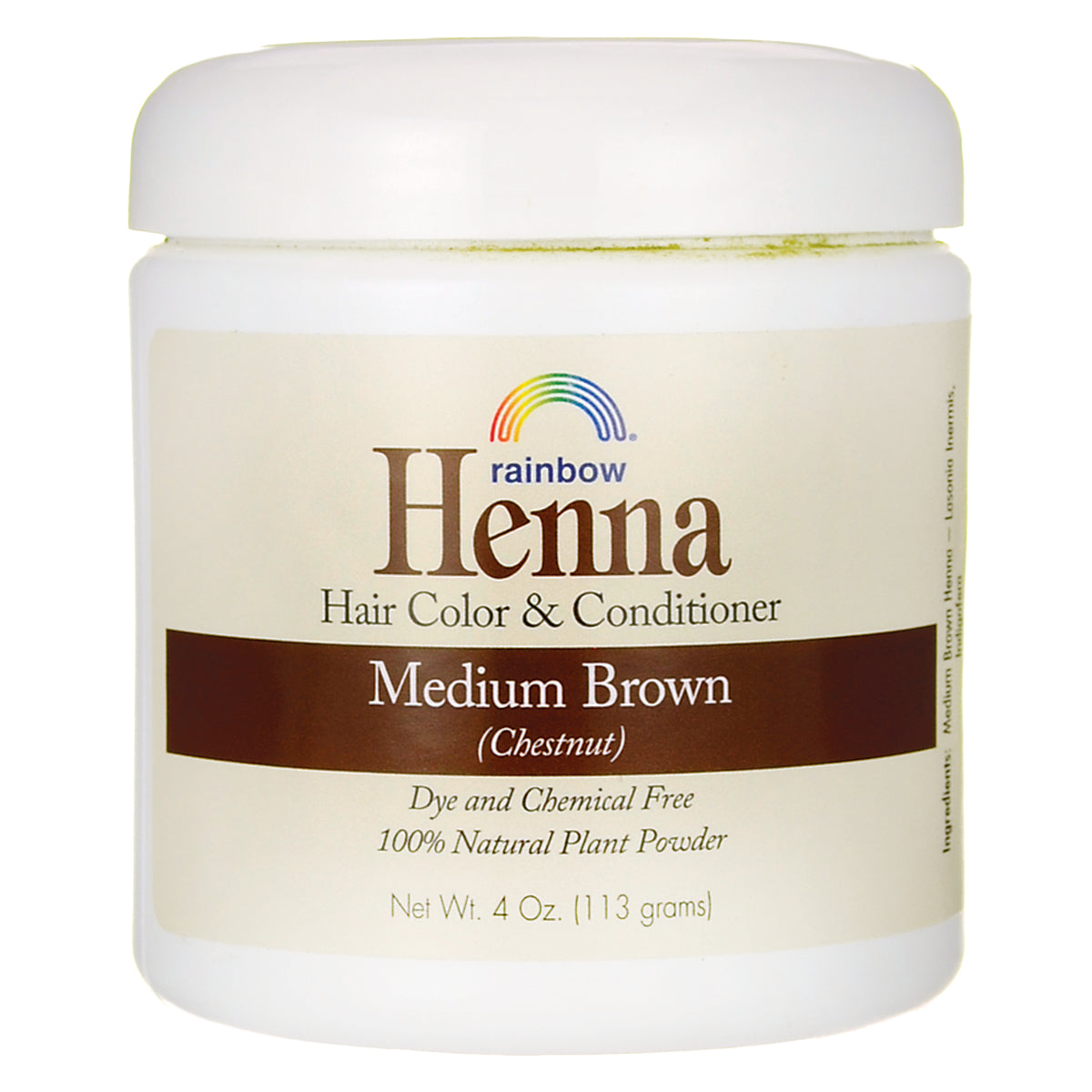 RBR008 | Rainbow Henna Hair Color & Conditioner, Medium Brown (Chestnut) 4 oz