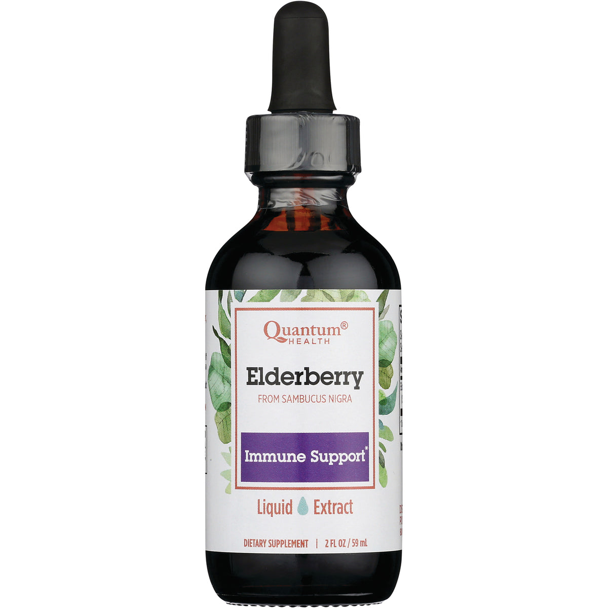 QU048 | Quantum Health Elderberry liquid extract dropper bottle labeled Immune Support 2 fl oz