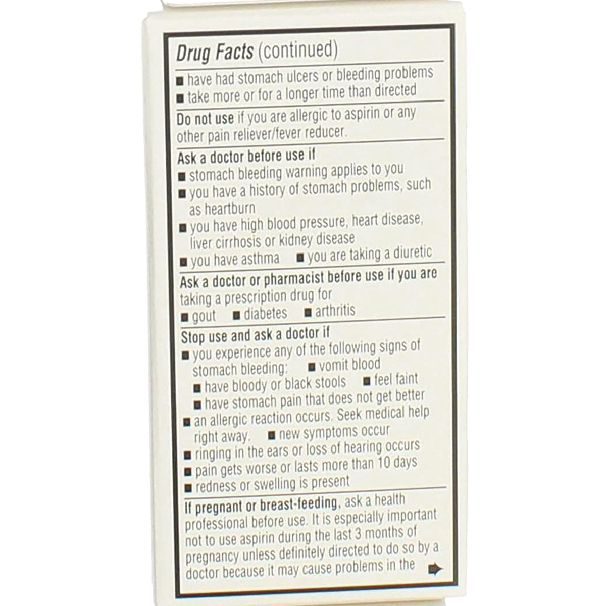 QCH023 | Back panel showing Drug Facts (continued) label with warnings, directions, and safety information
