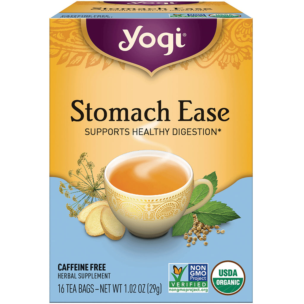 AHW011 | Yogi Stomach Ease tea box, caffeine free, 16 tea bags, Non-GMO Project Verified and USDA Organic - Thumbnail