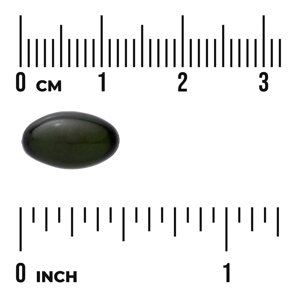 SW386 | Oval softgel shown with centimeter and inch rulers for size reference - Thumbnail