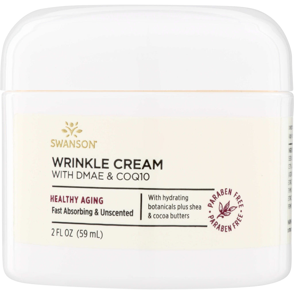 SW1465 | Swanson Wrinkle Cream with DMAE & CoQ10, 2 fl oz; Healthy Aging, fast absorbing, unscented, paraben free - Thumbnail