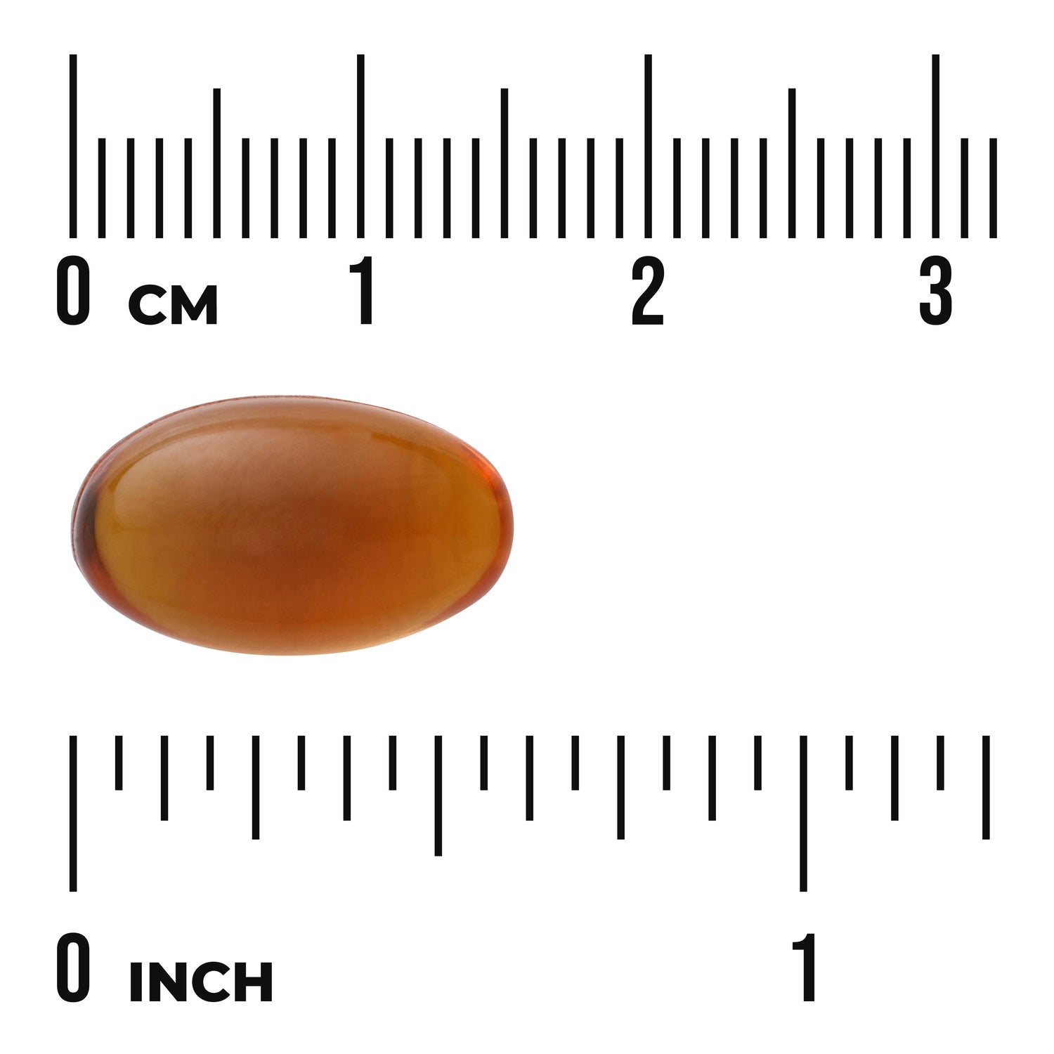 SWH221 | Brown softgel with size guide, 0–3 cm and 0–1 inch rulers